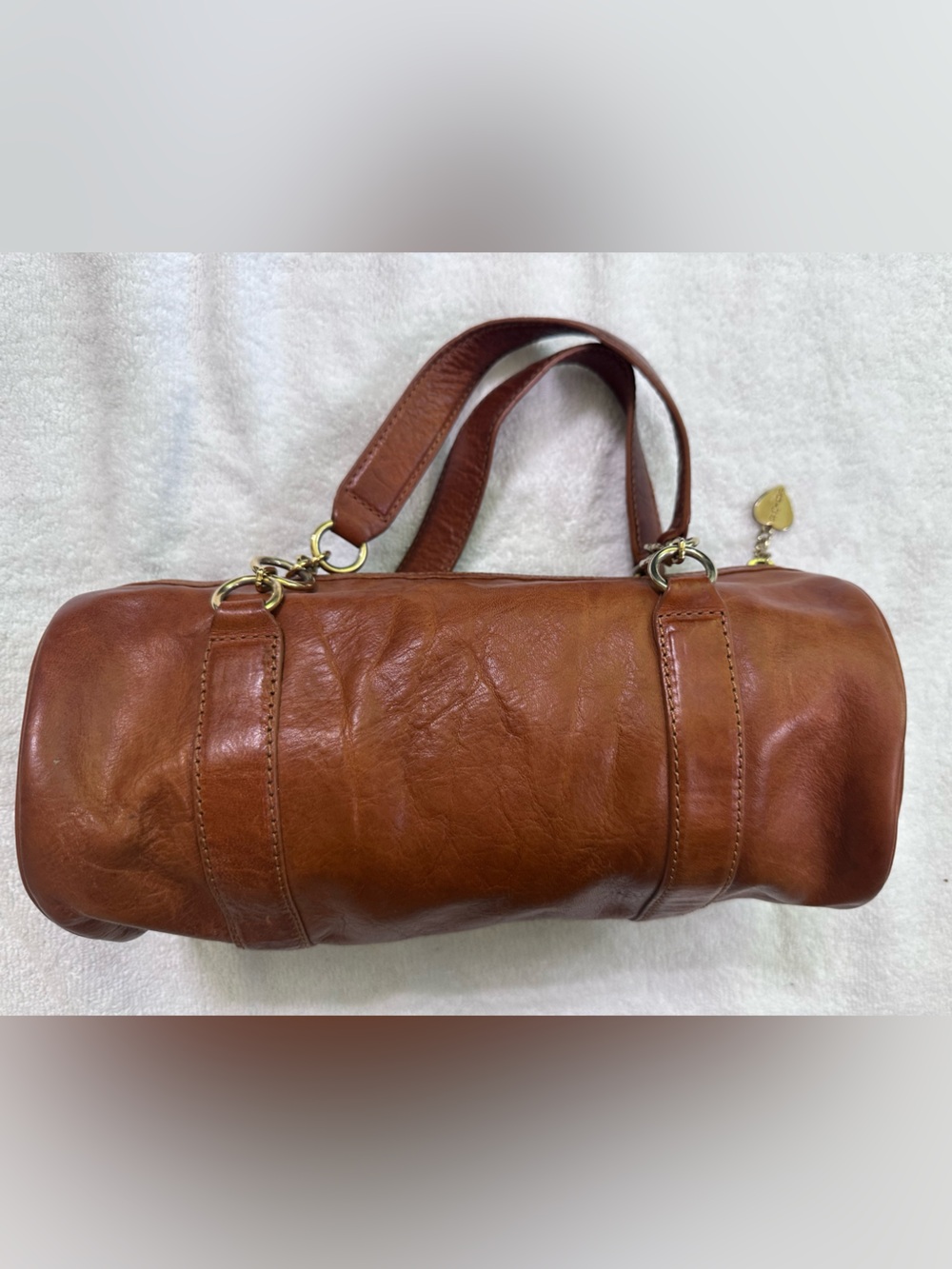 Juicy Couture Chestnut Brown Leather Shoulder Bag with Gold Hardware